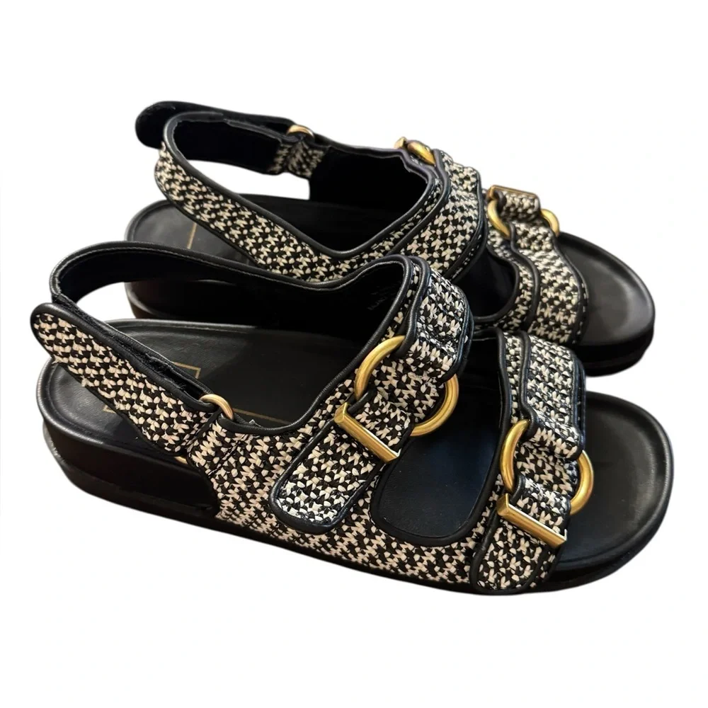 Dolce Vita Black White Shelli Wedge Sandal‎ 8W